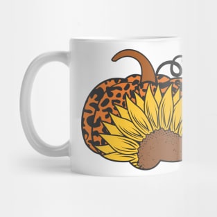 leopard sunflower fall pumpkin t-shirt Mug